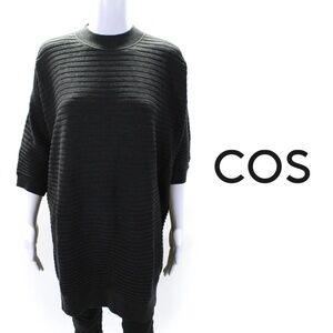 COS Womens Wool Knit Round Neck Long Sleeve Pullover Sweater Dress Gray - XS
